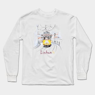 Famous vintage yellow 28 tram in Lisbon Long Sleeve T-Shirt